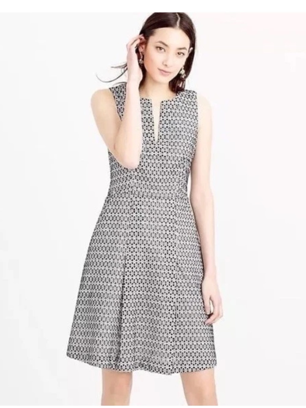 J Crew Contrast Eyelet Dress - Black & Cream - with Pockets! Size 2